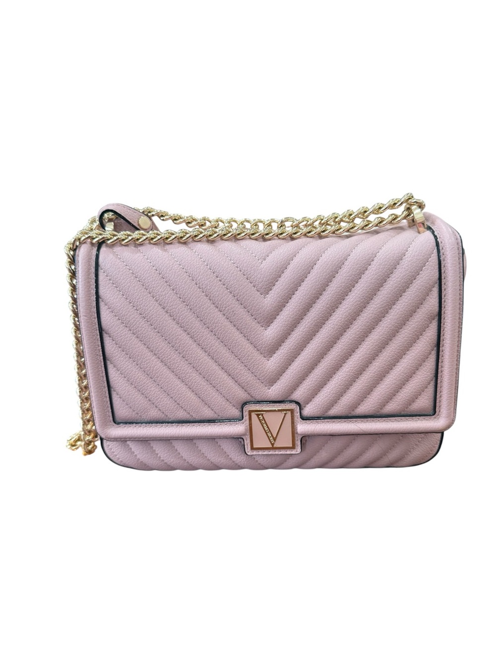 Victoria Secrest Quilted Chain Shoulder Bag in Light Pink